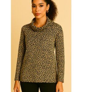 NWOT Calvin Klein leopard print cowl neck sweater